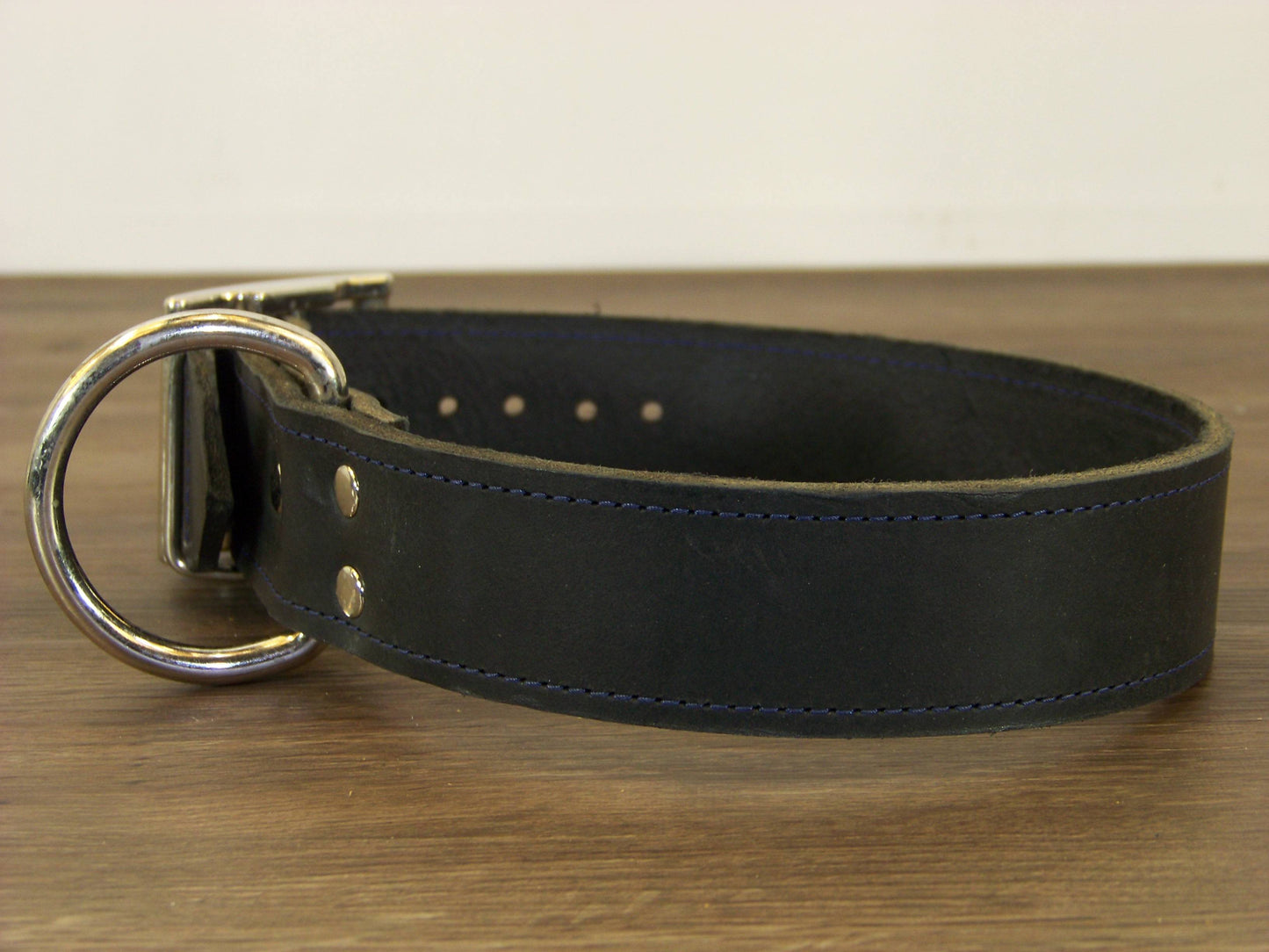 D) 1-1/2" Wide Leather Dog Collar - The Big Regie II - Premium Latigo Leather in Heavy Duty for Large Dogs