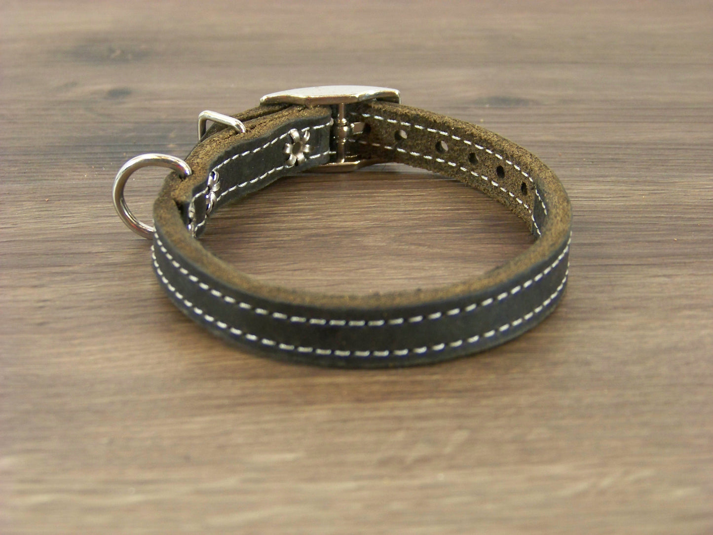 A) 1/2" Wide Miniature Leather Dog Collars - The Little Reggie - Premium Latigo Leather