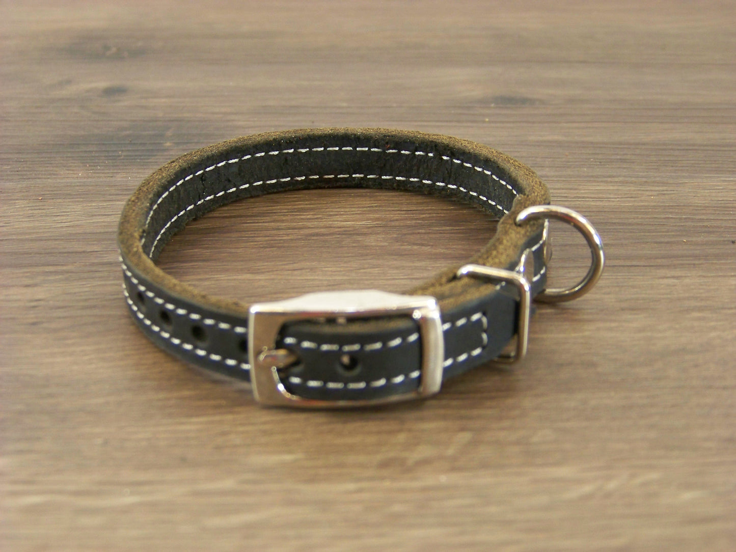 A) 1/2" Wide Miniature Leather Dog Collars - The Little Reggie - Premium Latigo Leather