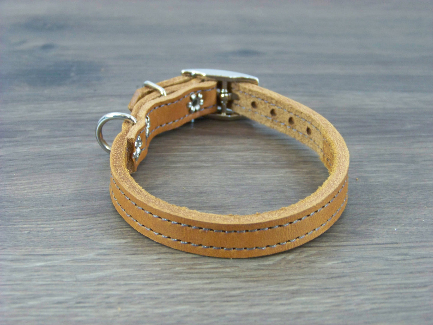A) 1/2" Wide Miniature Leather Dog Collars - The Little Reggie - Premium Latigo Leather