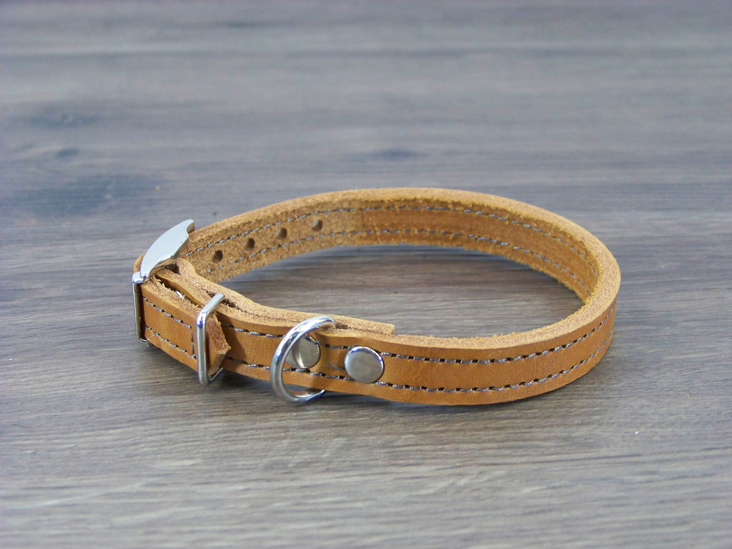 A) 1/2" Wide Miniature Leather Dog Collars - The Little Reggie - Premium Latigo Leather