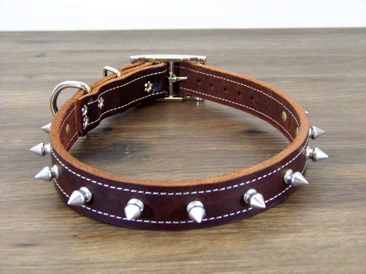 C)   1" Wide Leather Dog Collar- The Spyke-O-Rama II - Featuring 1/2 Inch Spike