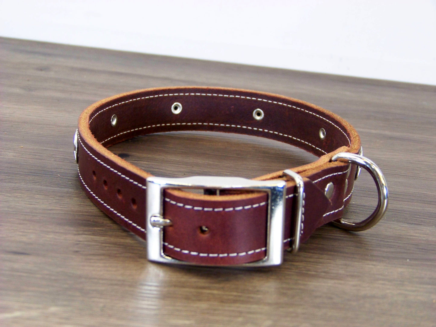 C)   1" Wide Leather Dog Collar- The Sherriff - Featuring a Star Concho