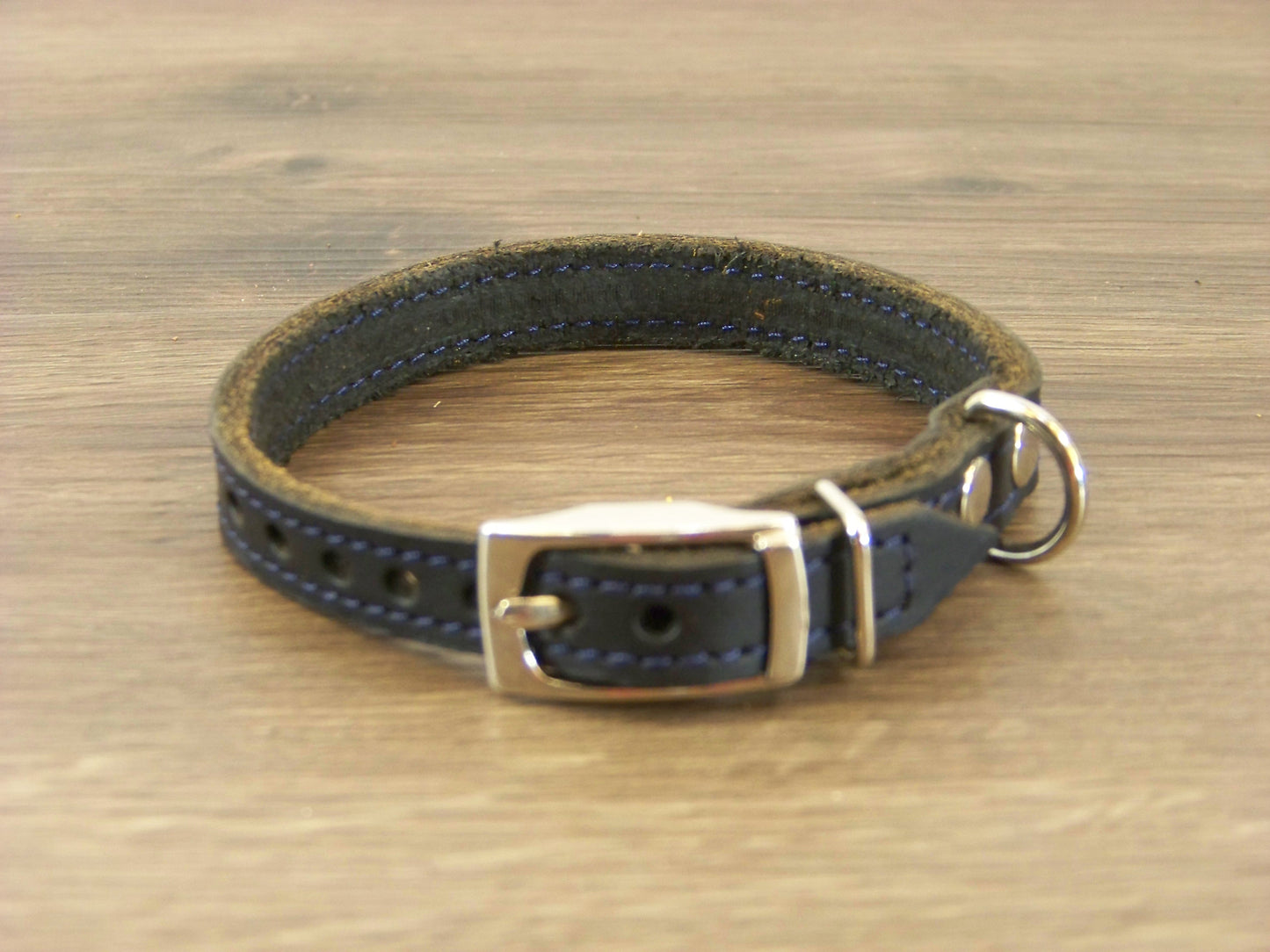 A)   1/2" Wide Miniature Leather Dog Collars - The Little Reggie -  Premium Latigo Leather