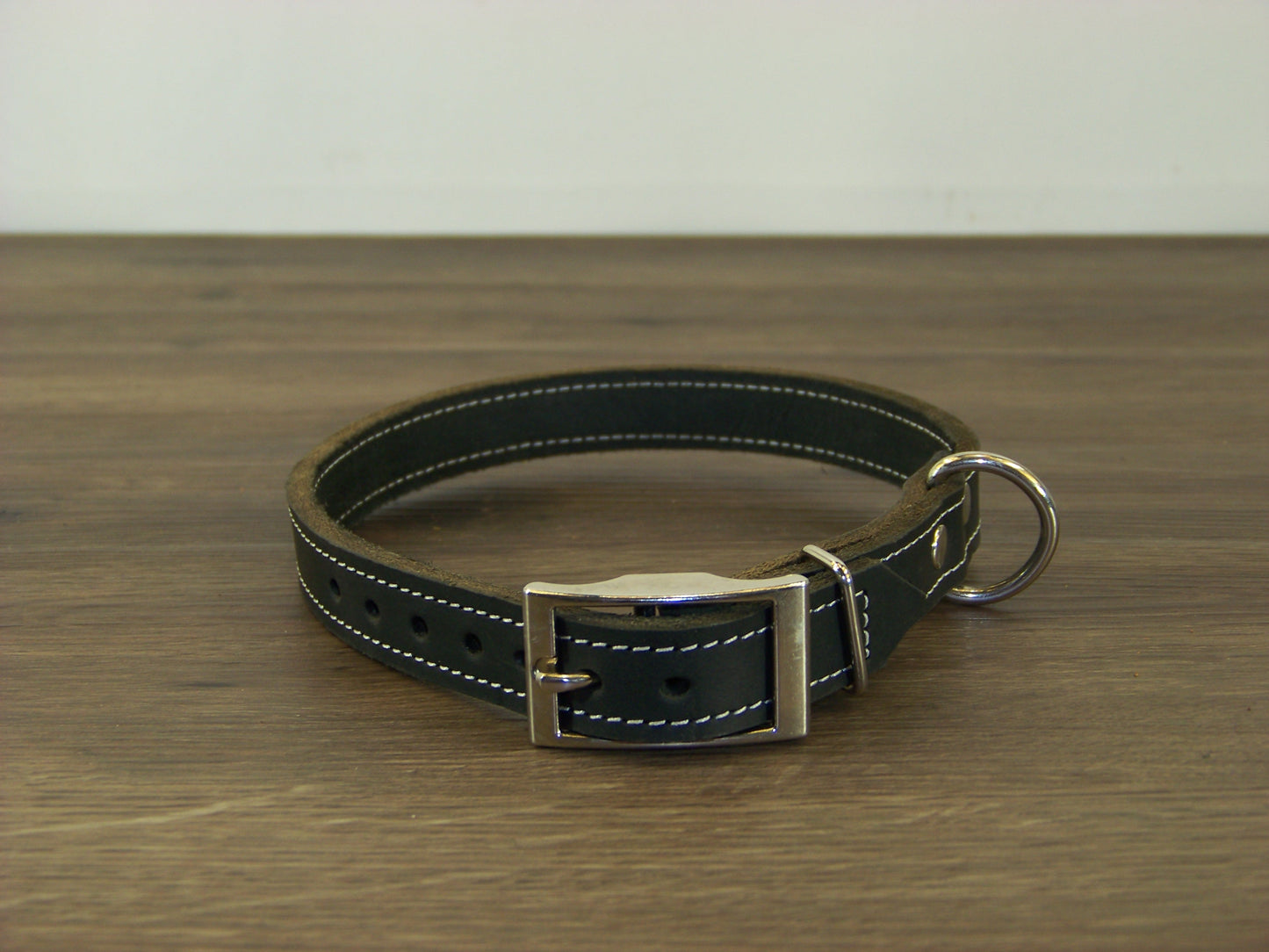 B)   3/4" Wide Leather Dog Collars- The Reggie - Premium Latigo Leather for Smaller Dogs