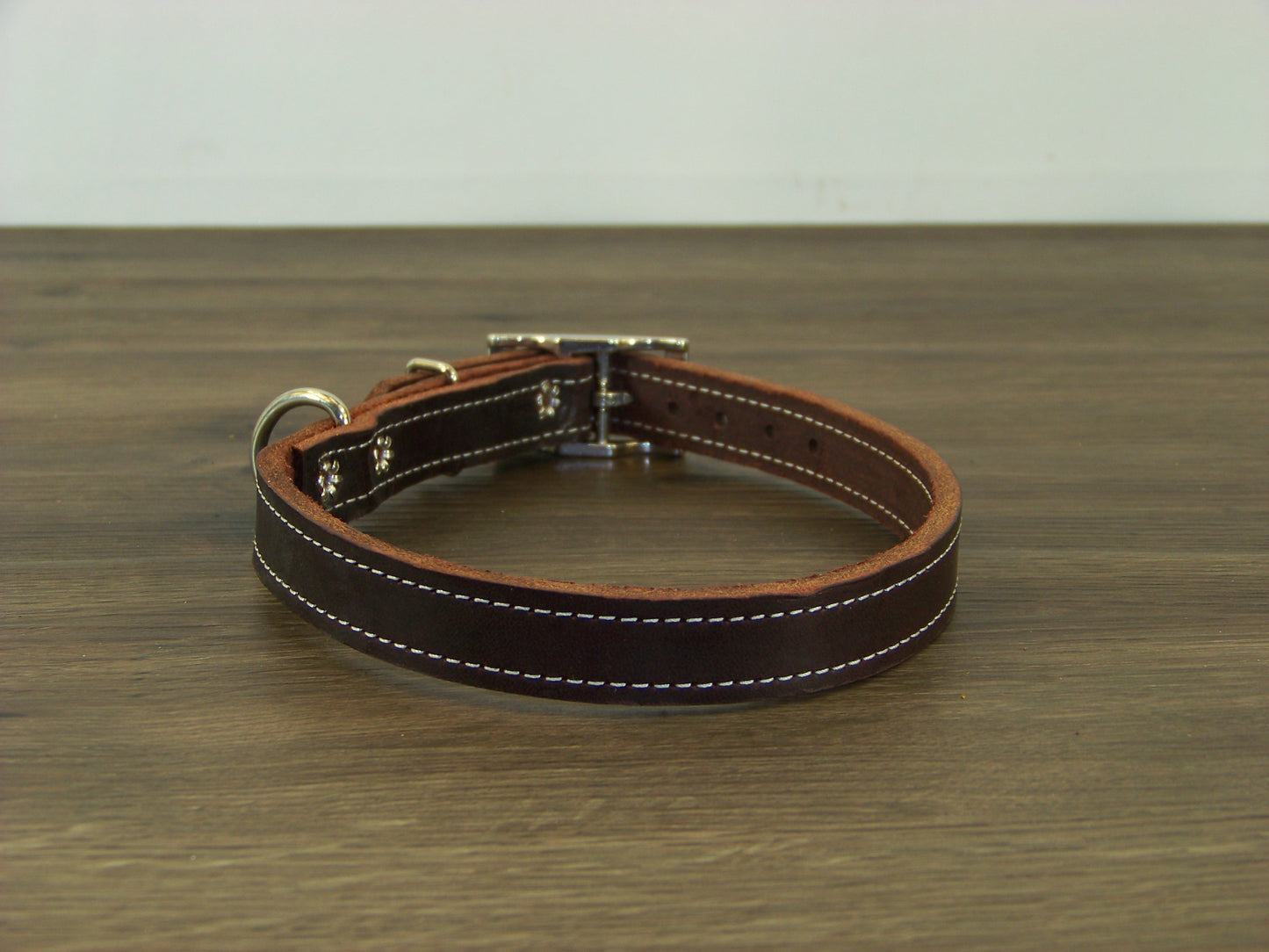 B)   3/4" Wide Leather Dog Collars- The Reggie - Premium Latigo Leather for Smaller Dogs