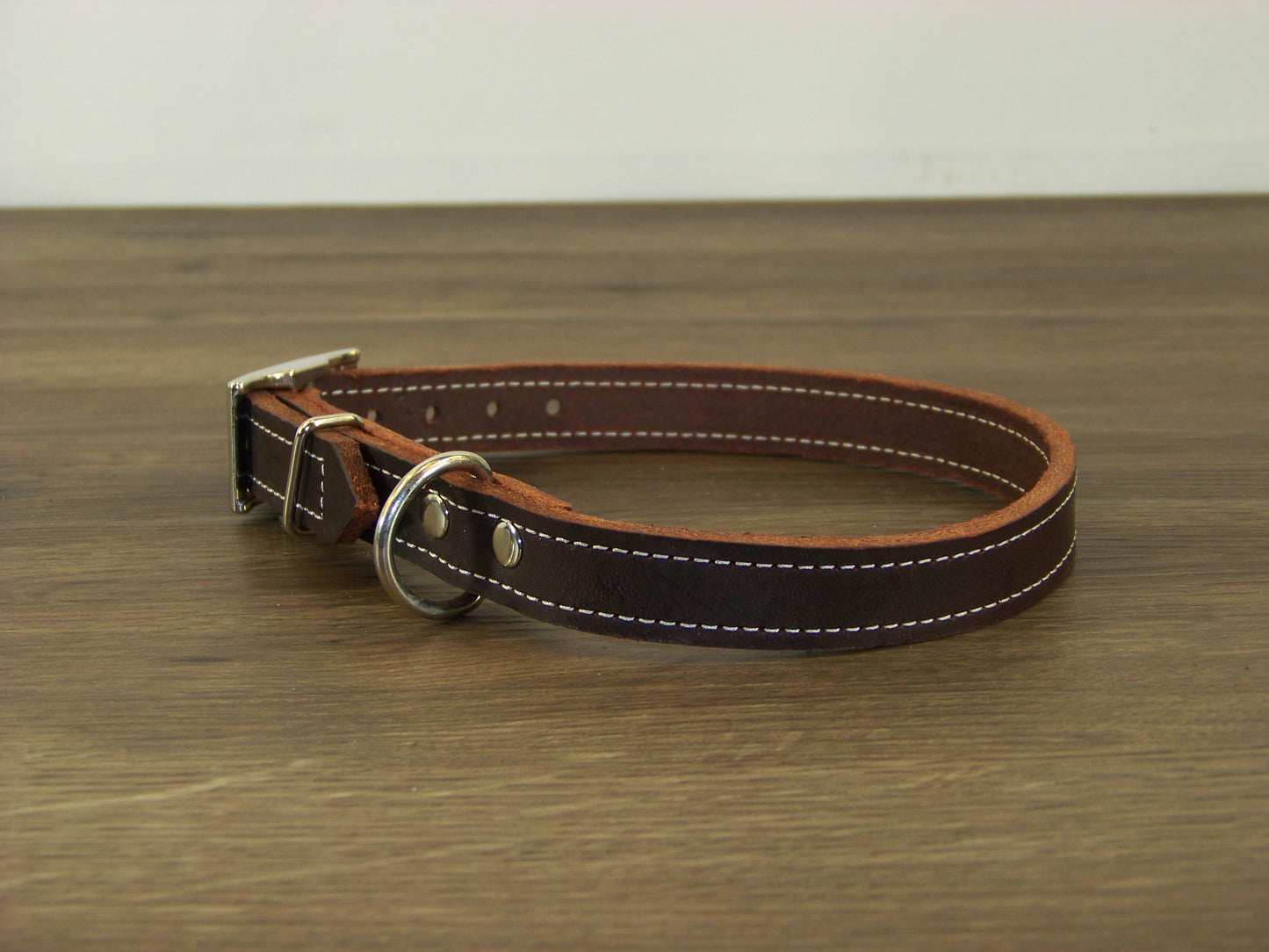 B)   3/4" Wide Leather Dog Collars- The Reggie - Premium Latigo Leather for Smaller Dogs