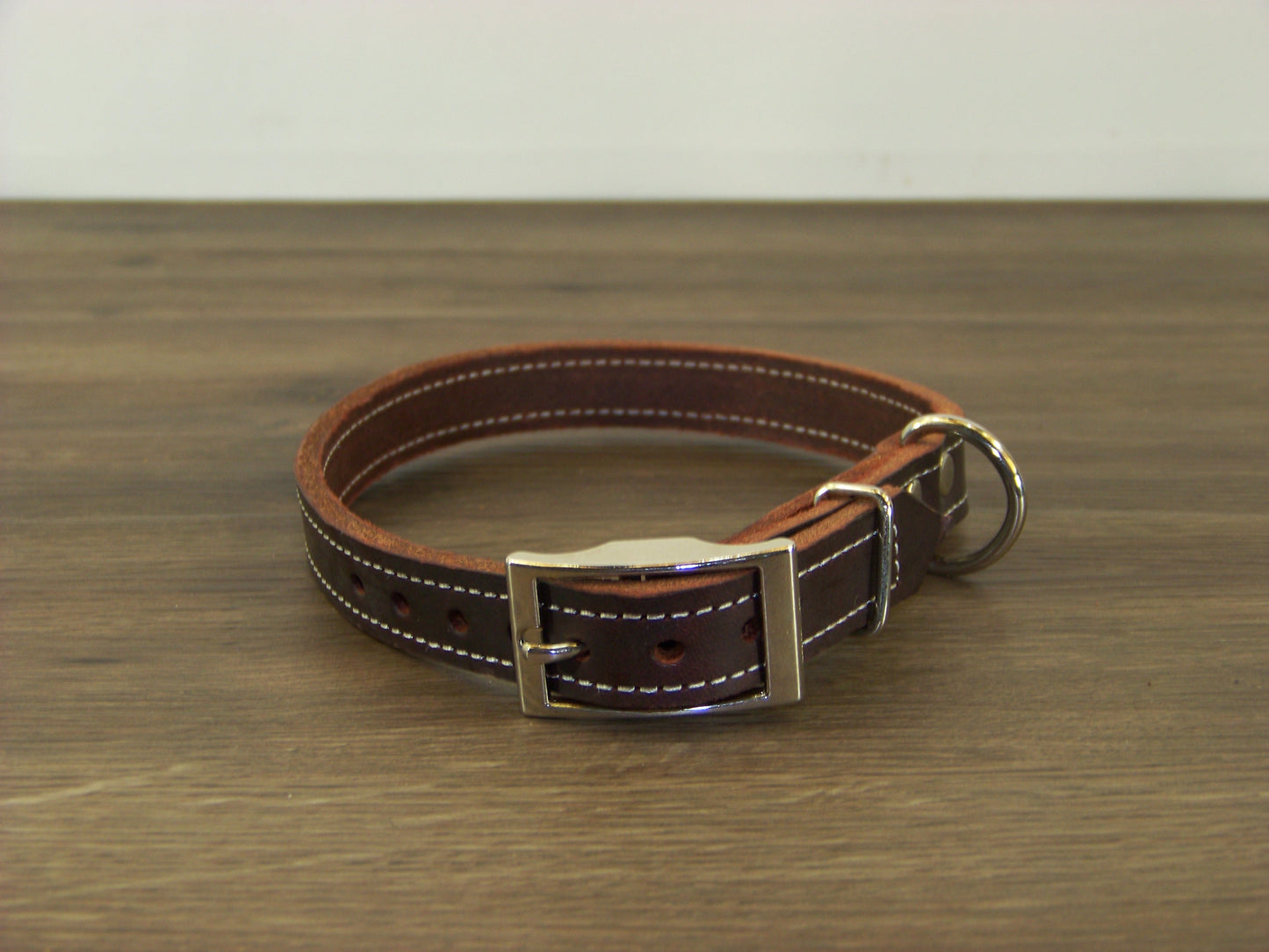 B)   3/4" Wide Leather Dog Collars- The Reggie - Premium Latigo Leather for Smaller Dogs