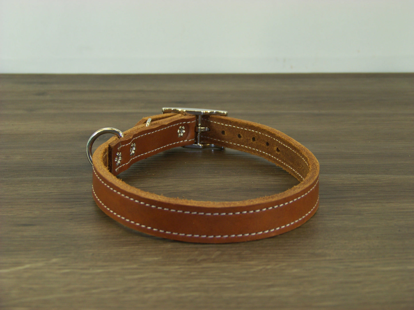 B)   3/4" Wide Leather Dog Collars- The Reggie - Premium Latigo Leather for Smaller Dogs