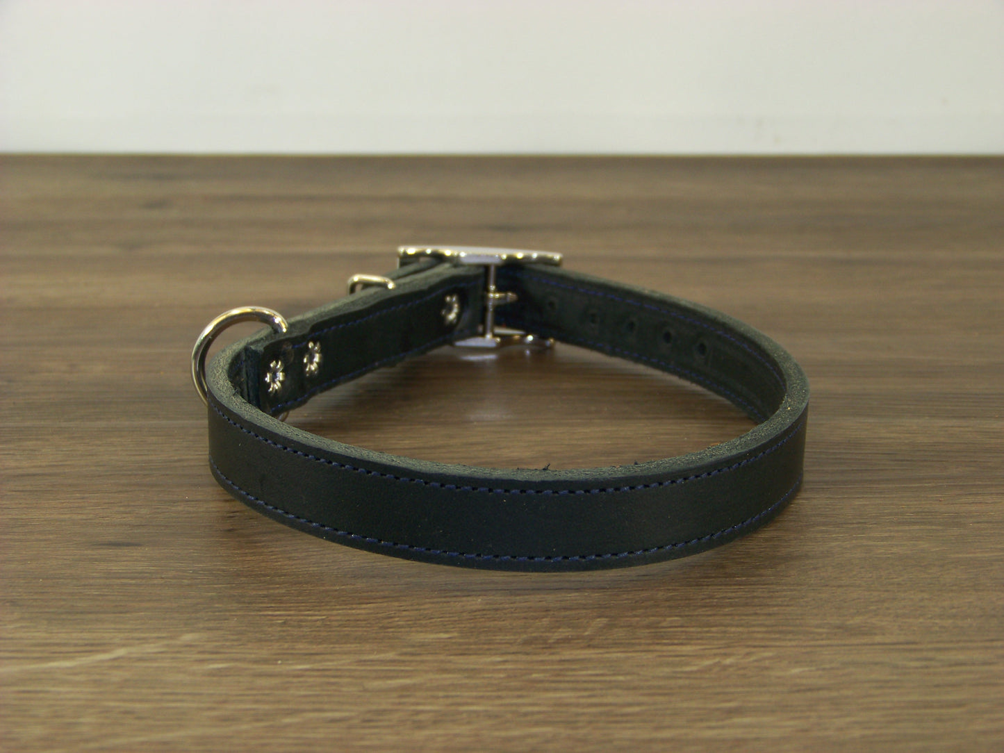B)   3/4" Wide Leather Dog Collars- The Reggie - Premium Latigo Leather for Smaller Dogs