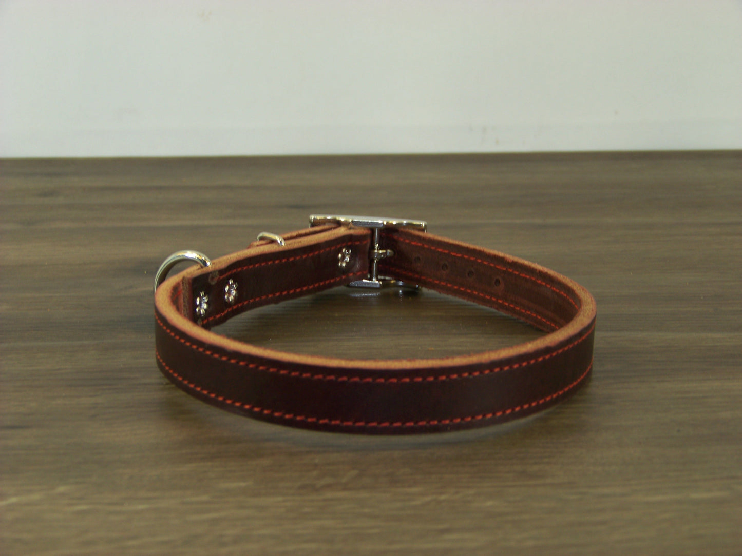 B)   3/4" Wide Leather Dog Collars- The Reggie - Premium Latigo Leather for Smaller Dogs