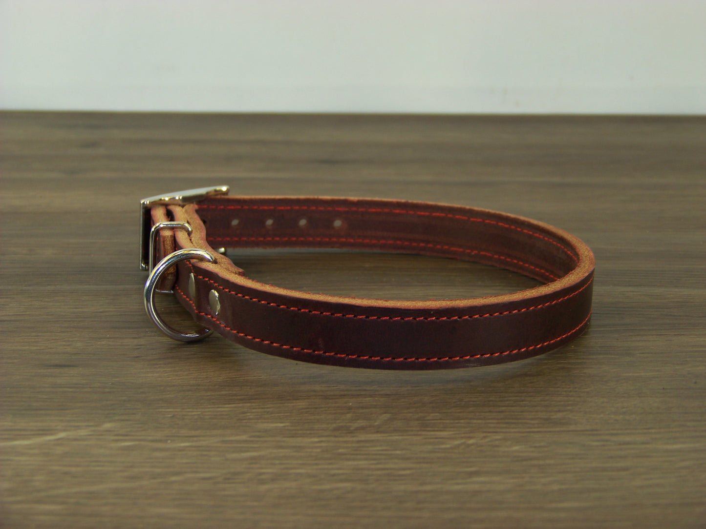 B)   3/4" Wide Leather Dog Collars- The Reggie - Premium Latigo Leather for Smaller Dogs