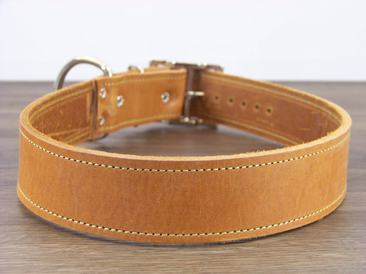 D)   1-1/2" Wide Leather Dog Collar - The Big Regie II - (ON SALE) - Premium Latigo Leather in Heavy Duty for Large Dogs